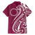 Kia Orana Cook Islands Family Matching Off The Shoulder Long Sleeve Dress and Hawaiian Shirt Maroon Plumeria Tropical Waves - Polynesian Pride