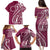 Kia Orana Cook Islands Family Matching Puletasi and Hawaiian Shirt Maroon Plumeria Tropical Waves - Polynesian Pride
