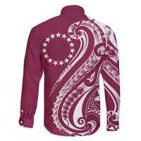 Kia Orana Cook Islands Family Matching Puletasi and Hawaiian Shirt Maroon Plumeria Tropical Waves LT7 - Polynesian Pride
