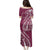 Kia Orana Cook Islands Family Matching Puletasi and Hawaiian Shirt Maroon Plumeria Tropical Waves - Polynesian Pride