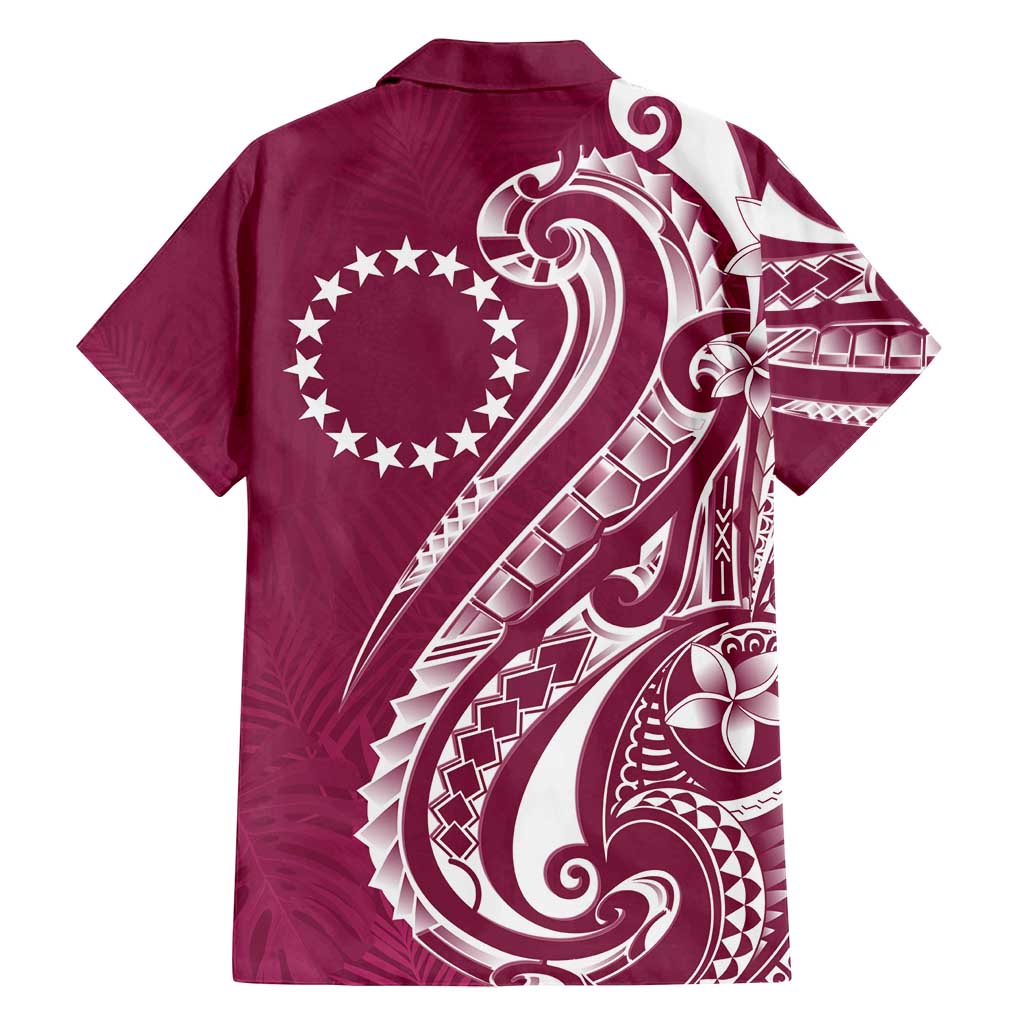 Kia Orana Cook Islands Family Matching Summer Maxi Dress and Hawaiian Shirt Maroon Plumeria Tropical Waves LT7 - Polynesian Pride
