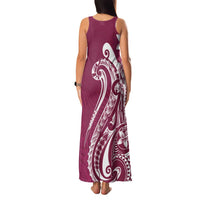 Kia Orana Cook Islands Family Matching Tank Maxi Dress and Hawaiian Shirt Maroon Plumeria Tropical Waves LT7 - Polynesian Pride