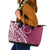 Kia Orana Cook Islands Leather Tote Bag Maroon Plumeria Tropical Waves - Polynesian Pride