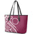 Kia Orana Cook Islands Leather Tote Bag Maroon Plumeria Tropical Waves - Polynesian Pride