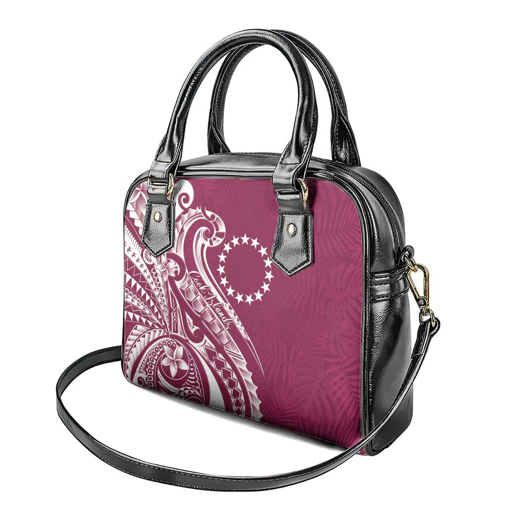 Kia Orana Cook Islands Shoulder Handbag Maroon Plumeria Tropical Waves - Polynesian Pride