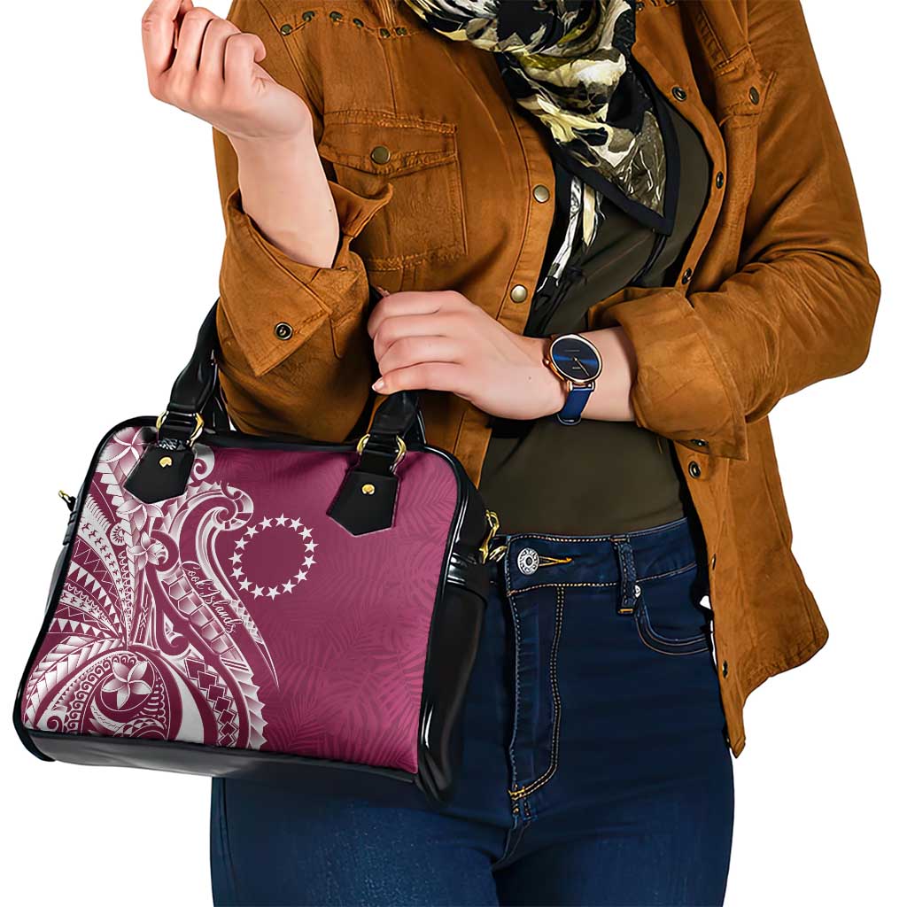 Kia Orana Cook Islands Shoulder Handbag Maroon Plumeria Tropical Waves - Polynesian Pride
