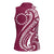 Kia Orana Cook Islands Women Sleeveless Polo Shirt Maroon Plumeria Tropical Waves - Polynesian Pride
