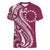 Kia Orana Cook Islands Women V-Neck T-Shirt Maroon Plumeria Tropical Waves - Polynesian Pride