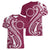 Kia Orana Cook Islands Women V-Neck T-Shirt Maroon Plumeria Tropical Waves - Polynesian Pride