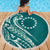 Kia Orana Cook Islands Beach Blanket Teal Plumeria Tropical Waves - Polynesian Pride