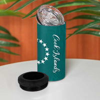 Kia Orana Cook Islands 4 in 1 Can Cooler Tumbler Teal Plumeria Tropical Waves - Polynesian Pride