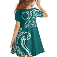 Kia Orana Cook Islands Family Matching Puletasi and Hawaiian Shirt Teal Plumeria Tropical Waves LT7 - Polynesian Pride