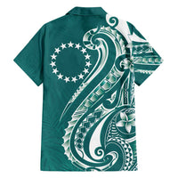 Kia Orana Cook Islands Family Matching Puletasi and Hawaiian Shirt Teal Plumeria Tropical Waves LT7 - Polynesian Pride