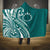Kia Orana Cook Islands Hooded Blanket Teal Plumeria Tropical Waves - Polynesian Pride