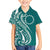 Kia Orana Cook Islands Kid Hawaiian Shirt Teal Plumeria Tropical Waves - Polynesian Pride