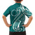 Kia Orana Cook Islands Kid Hawaiian Shirt Teal Plumeria Tropical Waves - Polynesian Pride