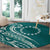 Kia Orana Cook Islands Round Carpet Teal Plumeria Tropical Waves - Polynesian Pride