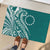 Kia Orana Cook Islands Rubber Doormat Teal Plumeria Tropical Waves - Polynesian Pride
