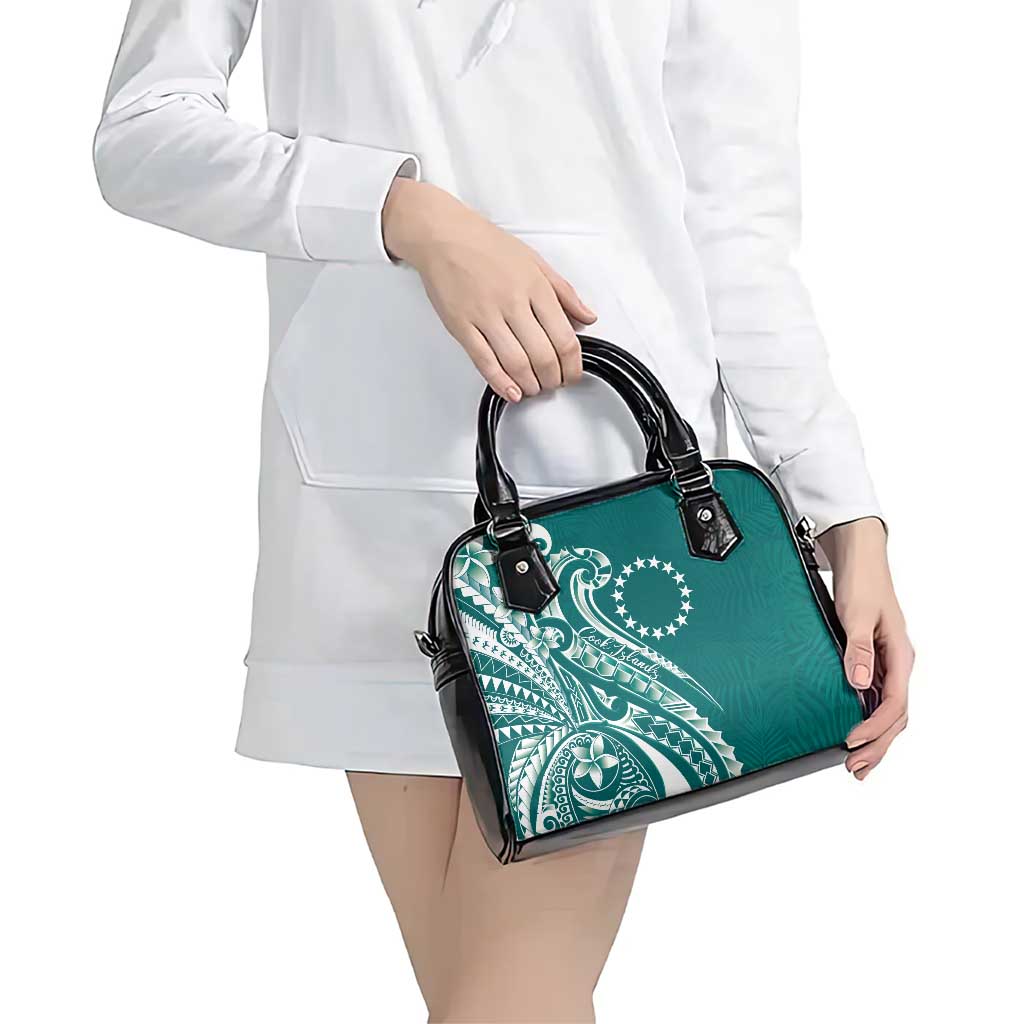 Kia Orana Cook Islands Shoulder Handbag Teal Plumeria Tropical Waves - Polynesian Pride