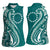 Kia Orana Cook Islands Women Sleeveless Polo Shirt Teal Plumeria Tropical Waves - Polynesian Pride