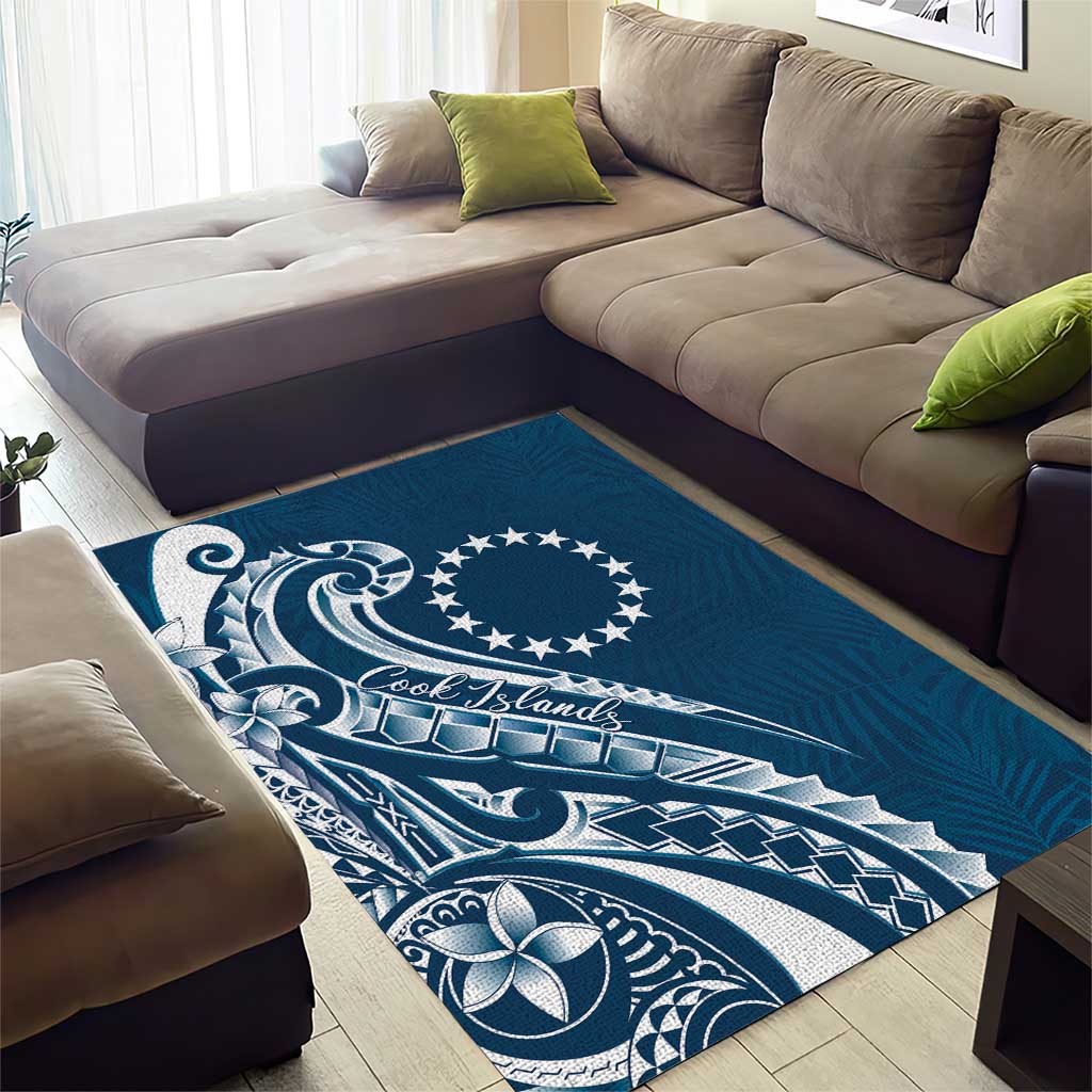 Kia Orana Cook Islands Area Rug Auika Plumeria Tropical Waves - Polynesian Pride