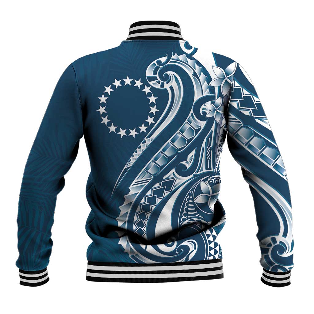 Kia Orana Cook Islands Baseball Jacket Auika Plumeria Tropical Waves - Polynesian Pride