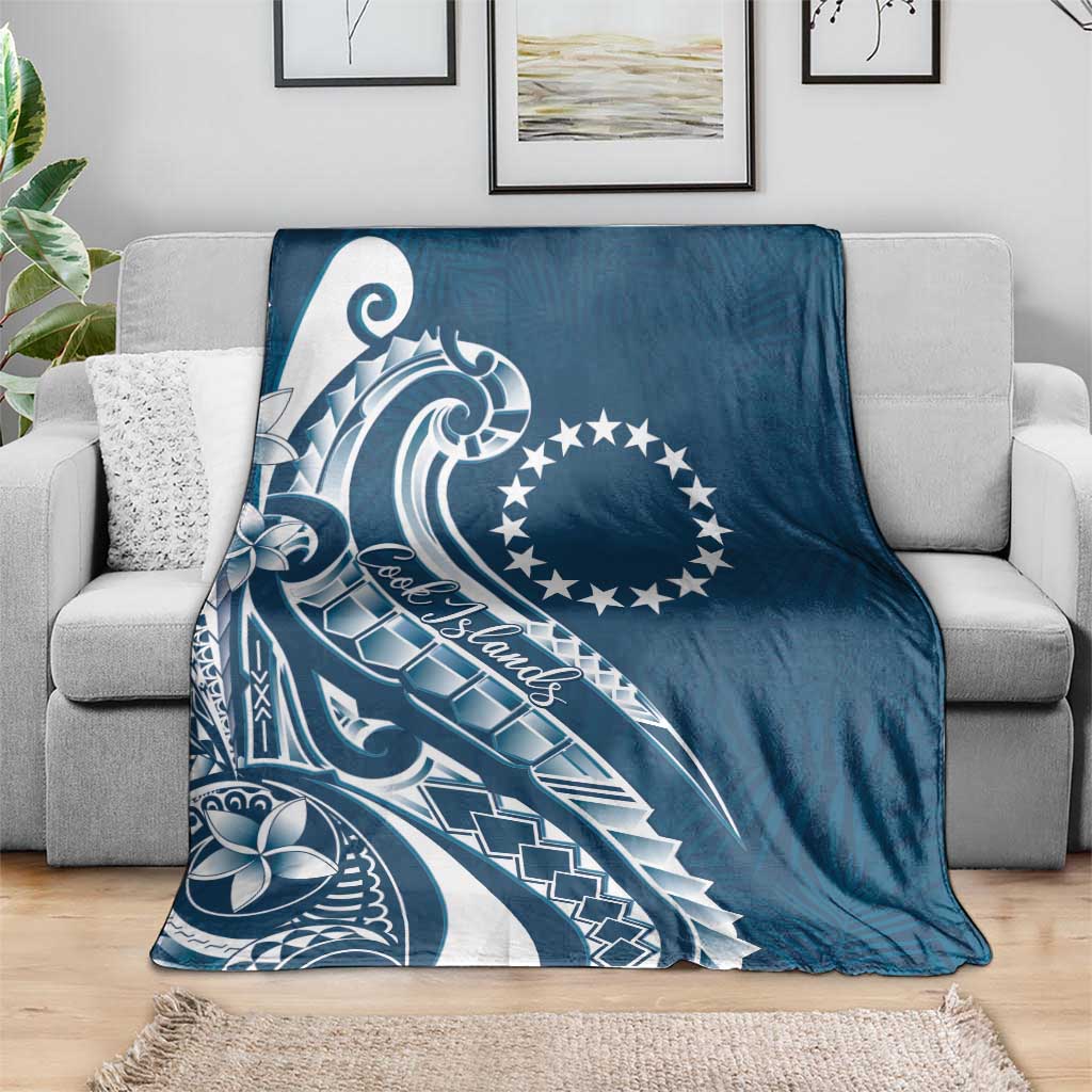 Kia Orana Cook Islands Blanket Auika Plumeria Tropical Waves - Polynesian Pride