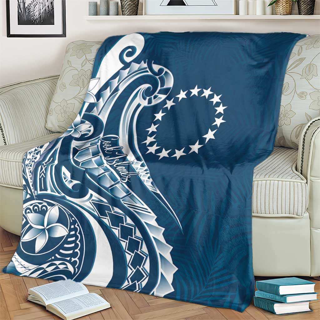 Kia Orana Cook Islands Blanket Auika Plumeria Tropical Waves - Polynesian Pride