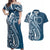 Kia Orana Cook Islands Couples Matching Off Shoulder Maxi Dress and Hawaiian Shirt Auika Plumeria Tropical Waves - Polynesian Pride