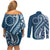 Kia Orana Cook Islands Couples Matching Off Shoulder Short Dress and Long Sleeve Button Shirt Auika Plumeria Tropical Waves - Polynesian Pride