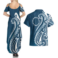 Kia Orana Cook Islands Couples Matching Summer Maxi Dress and Hawaiian Shirt Auika Plumeria Tropical Waves LT7 - Polynesian Pride