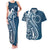 Kia Orana Cook Islands Couples Matching Tank Maxi Dress and Hawaiian Shirt Auika Plumeria Tropical Waves - Polynesian Pride