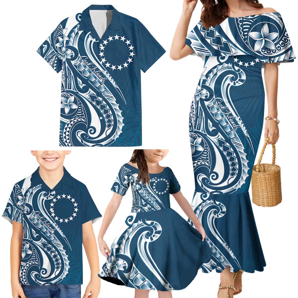 Kia Orana Cook Islands Family Matching Mermaid Dress and Hawaiian Shirt Auika Plumeria Tropical Waves LT7 - Polynesian Pride