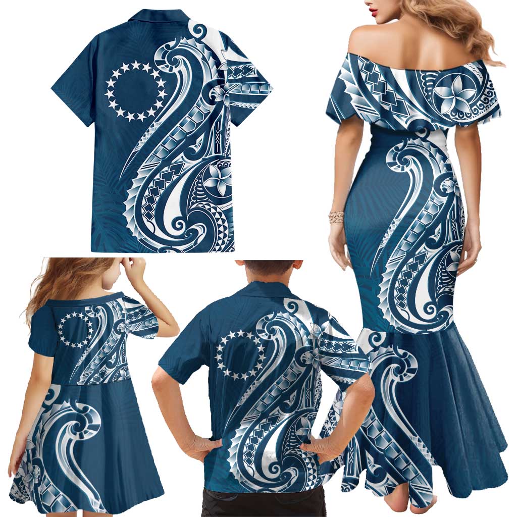Kia Orana Cook Islands Family Matching Mermaid Dress and Hawaiian Shirt Auika Plumeria Tropical Waves LT7 - Polynesian Pride