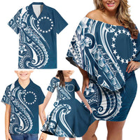 Kia Orana Cook Islands Family Matching Off Shoulder Short Dress and Hawaiian Shirt Auika Plumeria Tropical Waves LT7 - Polynesian Pride