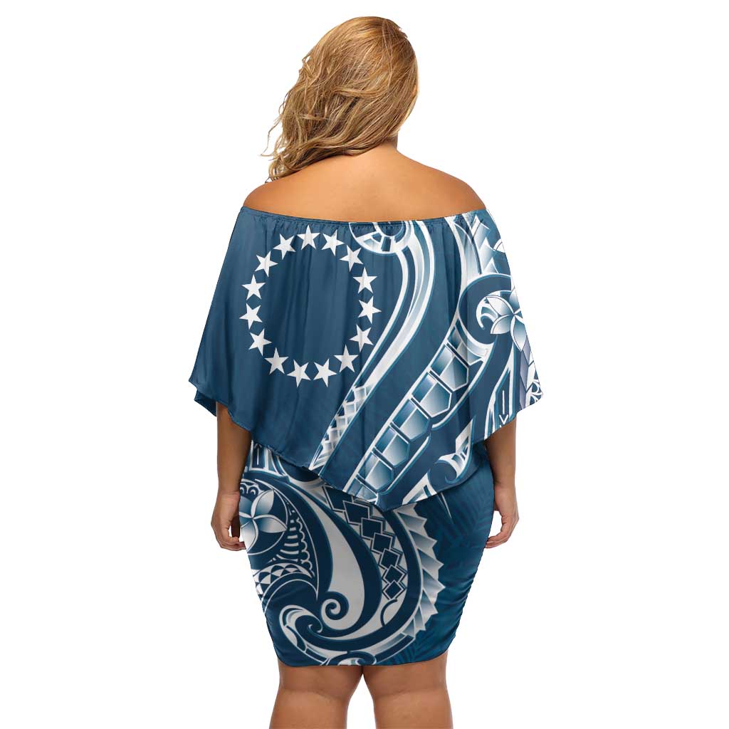 Kia Orana Cook Islands Family Matching Off Shoulder Short Dress and Hawaiian Shirt Auika Plumeria Tropical Waves LT7 - Polynesian Pride