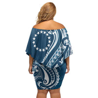 Kia Orana Cook Islands Family Matching Off Shoulder Short Dress and Hawaiian Shirt Auika Plumeria Tropical Waves LT7 - Polynesian Pride