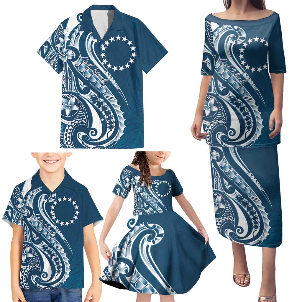 Kia Orana Cook Islands Family Matching Puletasi and Hawaiian Shirt Auika Plumeria Tropical Waves LT7 - Polynesian Pride