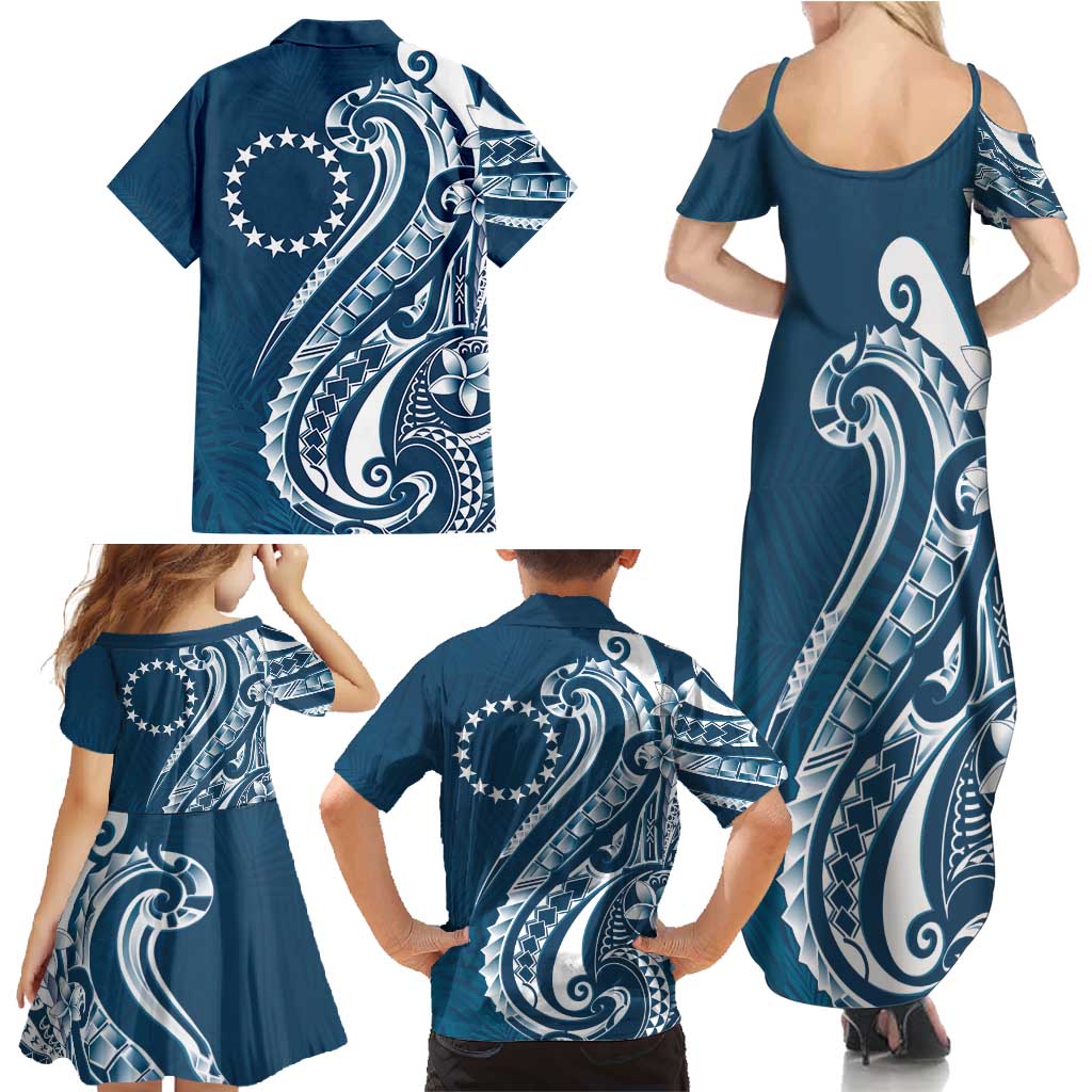 Kia Orana Cook Islands Family Matching Summer Maxi Dress and Hawaiian Shirt Auika Plumeria Tropical Waves LT7 - Polynesian Pride
