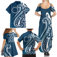 Kia Orana Cook Islands Family Matching Summer Maxi Dress and Hawaiian Shirt Auika Plumeria Tropical Waves LT7 - Polynesian Pride