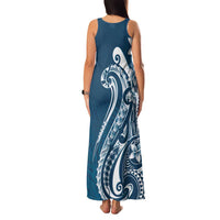 Kia Orana Cook Islands Family Matching Tank Maxi Dress and Hawaiian Shirt Auika Plumeria Tropical Waves LT7 - Polynesian Pride