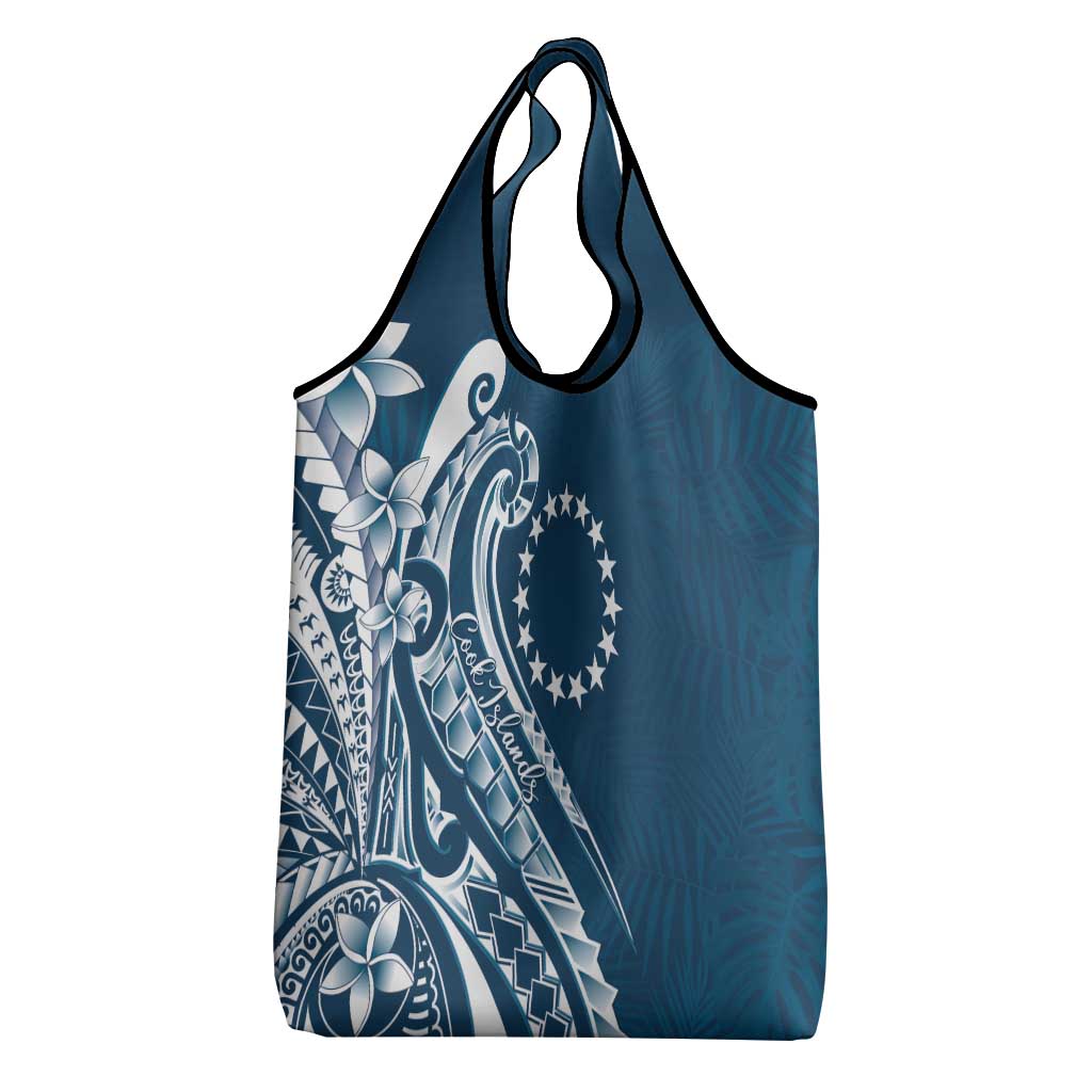 Kia Orana Cook Islands Grocery Bag Auika Plumeria Tropical Waves - Polynesian Pride