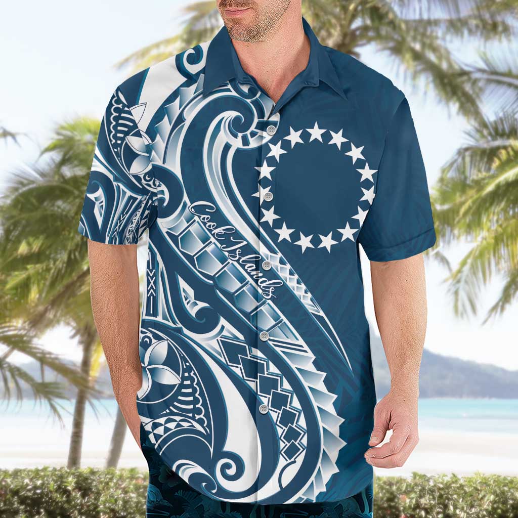 Kia Orana Cook Islands Hawaiian Shirt Auika Plumeria Tropical Waves - Polynesian Pride