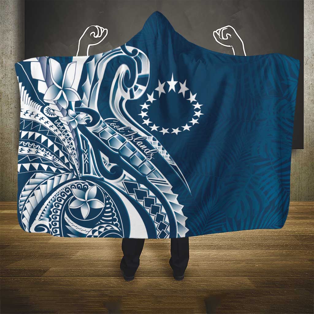 Kia Orana Cook Islands Hooded Blanket Auika Plumeria Tropical Waves - Polynesian Pride