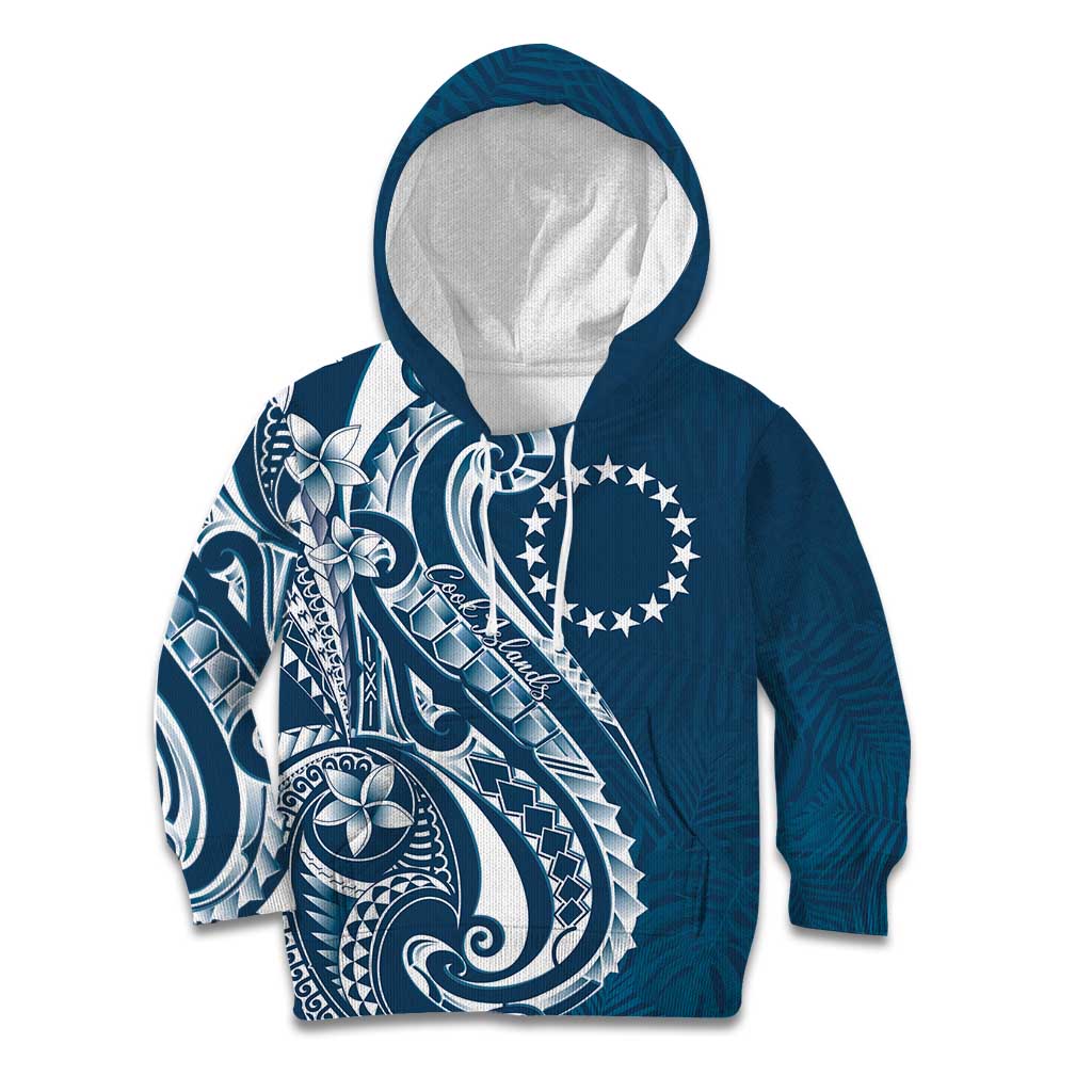 Kia Orana Cook Islands Kid Hoodie Auika Plumeria Tropical Waves - Polynesian Pride