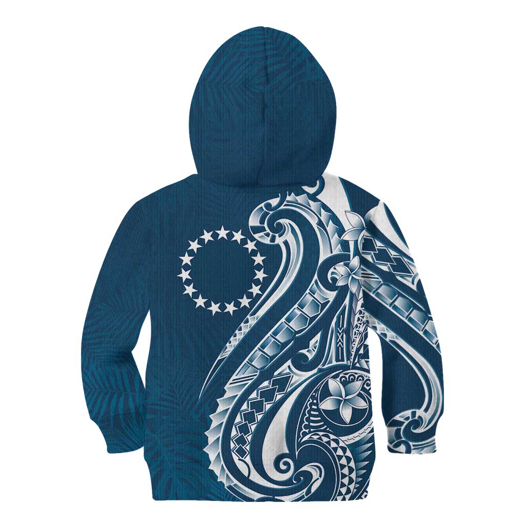 Kia Orana Cook Islands Kid Hoodie Auika Plumeria Tropical Waves - Polynesian Pride