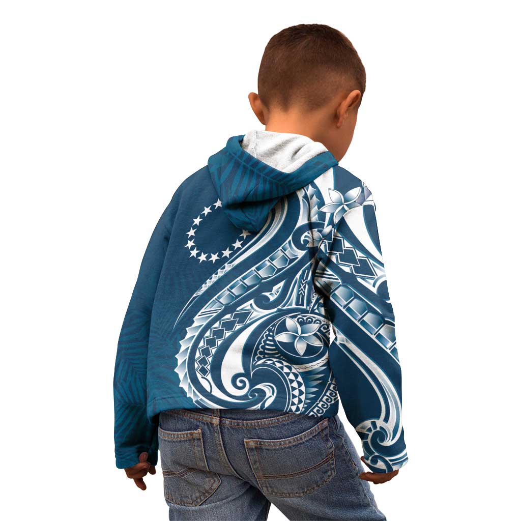 Kia Orana Cook Islands Kid Hoodie Auika Plumeria Tropical Waves - Polynesian Pride
