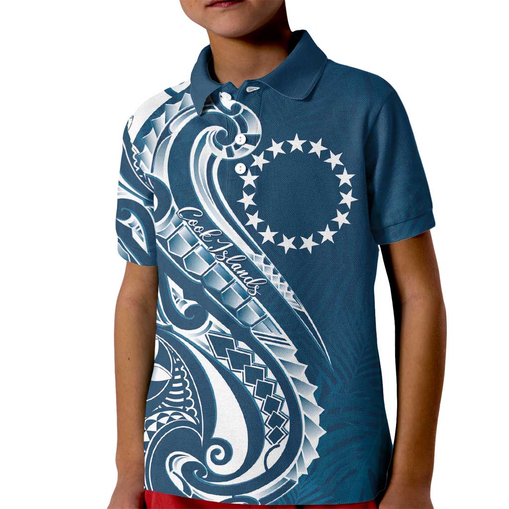 Kia Orana Cook Islands Kid Polo Shirt Auika Plumeria Tropical Waves - Polynesian Pride
