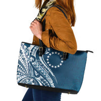 Kia Orana Cook Islands Leather Tote Bag Auika Plumeria Tropical Waves - Polynesian Pride