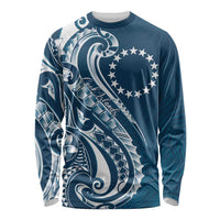 Kia Orana Cook Islands Long Sleeve Shirt Auika Plumeria Tropical Waves - Polynesian Pride
